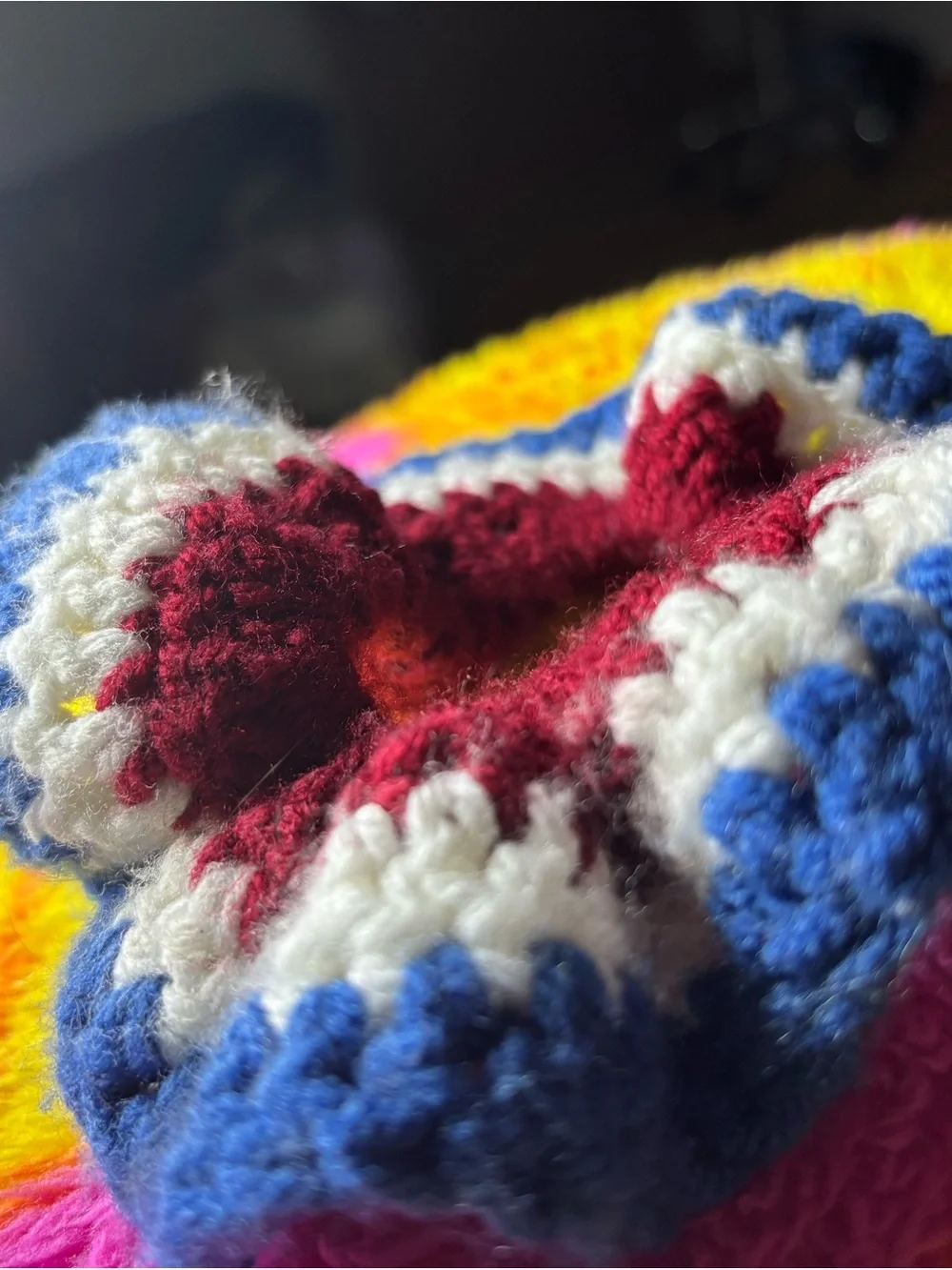 Kids Crochet Hair Scrunchie in Red, White & Blue